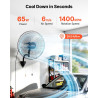VEVOR Ventilateur Mural Industriel 50 cm, Ventilateur Oscillant pour Atelier, Garage, Entrepôt et Salle de Sport, 3 Vitesses, Os