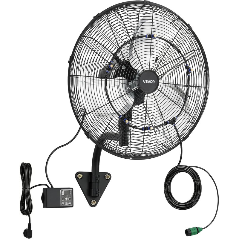 VEVOR Ventilateur Mural Industriel Brumisateur 50,5 cm, Ventilateur Oscillant avec Télécommande pour Atelier, Garage, Entrepôt e