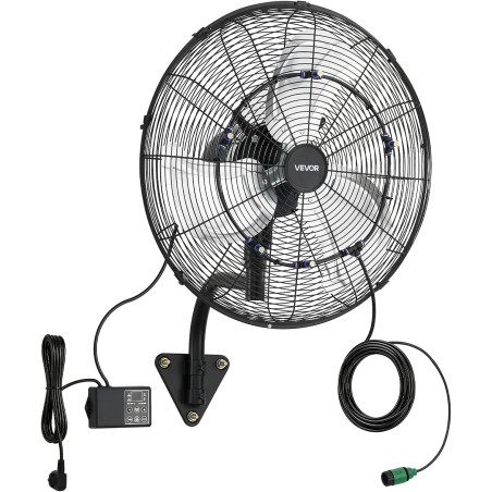 VEVOR Ventilateur Mural Industriel Brumisateur 50,5 cm, Ventilateur Oscillant avec Télécommande pour Atelier, Garage, Entrepôt e