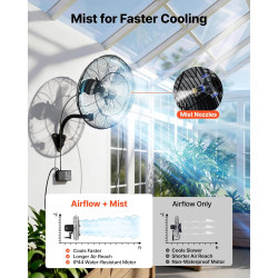 VEVOR Ventilateur Mural Industriel Brumisateur 50,5 cm, Ventilateur Oscillant avec Télécommande pour Atelier, Garage, Entrepôt e