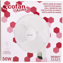 Cofan Ventilateur mural avec minuterie et télécommande | Puissance de 50 W