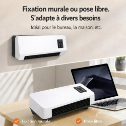 Générique Ventilateur Mural Air Froid et Chauffage avec Télécommande, Ventilateur Chaud/Froid à Poser ou Mural, Écran LCD, Minut