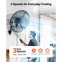 VEVOR Ventilateur Mural Industriel Brumisateur 61 cm, Ventilateur Oscillant pour Garage, Atelier, Entrepôt et Salle de Sport, Pr