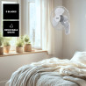 Taurus Greco Wall Ventilateur Mural Silencieux 3 Vitesses Sélecteur de Vitesse Oscillant Interrupteur à Tirette Grille Amovible 