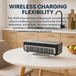Ventilateur de climatiseur portable avec télécommande, chargement sans fil, refroidissement instantané, 3 vitesses, design mural