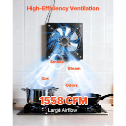VEVOR Ventilateur Extraction Mural 30,5 cm Ventilateur Extracteur 2647 m³/h Extracteur d'Air pour Grenier, Garage, Sous-sol, Ate