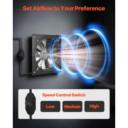 VEVOR Ventilateur Extraction Mural 30,5 cm Ventilateur Extracteur 2647 m³/h Extracteur d'Air pour Grenier, Garage, Sous-sol, Ate