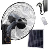Ventilateur mural solaire 40 cm, silencieux et oscillant, avec télécommande, 3 vitesses, minuterie, 5 pales, inclinaison réglabl