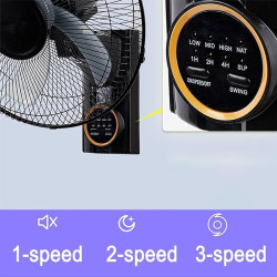Ventilateur mural solaire 40 cm, silencieux et oscillant, avec télécommande, 3 vitesses, minuterie, 5 pales, inclinaison réglabl