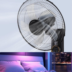 Ventilateur mural solaire 40 cm, silencieux et oscillant, avec télécommande, 3 vitesses, minuterie, 5 pales, inclinaison réglabl