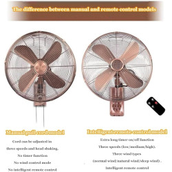 Ventilateur oscillant mural rétro en métal avec télécommande – ventilateur extérieur de 45,7 cm for terrasse, chambre étanche, 3