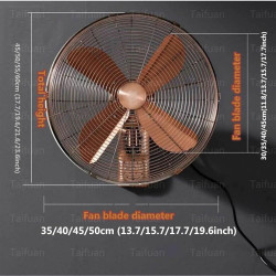 Ventilateur oscillant mural rétro en métal avec télécommande – ventilateur extérieur de 45,7 cm for terrasse, chambre étanche, 3