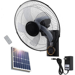 Ventilateur Solaire Mural Silencieux Télécommande, 3 Vitesses Oscillant Avec Minuterie, Inclinaison Réglable, Intérieur Extérieu