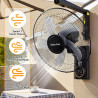 Ventilateur Solaire Mural Silencieux Télécommande, 3 Vitesses Oscillant Avec Minuterie, Inclinaison Réglable, Intérieur Extérieu