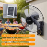 Ventilateur Solaire Mural Silencieux Télécommande, 3 Vitesses Oscillant Avec Minuterie, Inclinaison Réglable, Intérieur Extérieu