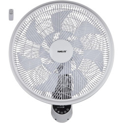 Fanelite - Ventilateur mural FVM45-1 - Diamètre 45 cm - 3 vitesses - Avec télécommande - Minuterie - Grille et hélice plastiques