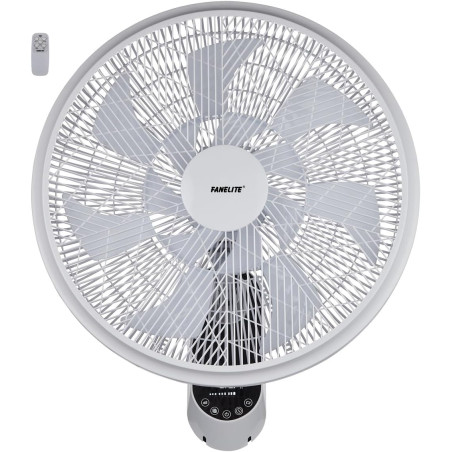 Fanelite - Ventilateur mural FVM45-1 - Diamètre 45 cm - 3 vitesses - Avec télécommande - Minuterie - Grille et hélice plastiques