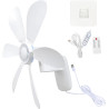 Ventilateur mural alimenté par USB avec télécommande amovible, 4 réglages de vitesse et fonction minuterie pour tente domestique
