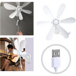 Ventilateur mural alimenté par USB avec télécommande amovible, 4 réglages de vitesse et fonction minuterie pour tente domestique
