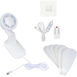 Ventilateur mural alimenté par USB avec télécommande amovible, 4 réglages de vitesse et fonction minuterie pour tente domestique