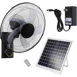 Ventilateur Solaire Extérieur Mural Pour Terrasse, 5 Pales 3 Vitesses Oscillant 90°, Télécommande, Pour Chambre Camping Jardin M