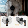 Ventilateur Solaire Extérieur Mural Pour Terrasse, 5 Pales 3 Vitesses Oscillant 90°, Télécommande, Pour Chambre Camping Jardin M