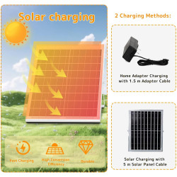 Ventilateur Solaire Extérieur Mural Pour Terrasse, 5 Pales 3 Vitesses Oscillant 90°, Télécommande, Pour Chambre Camping Jardin M