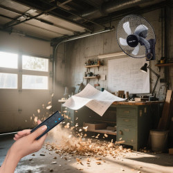 Ventilateur Solaire Extérieur Mural Pour Terrasse, 5 Pales 3 Vitesses Oscillant 90°, Télécommande, Pour Chambre Camping Jardin M