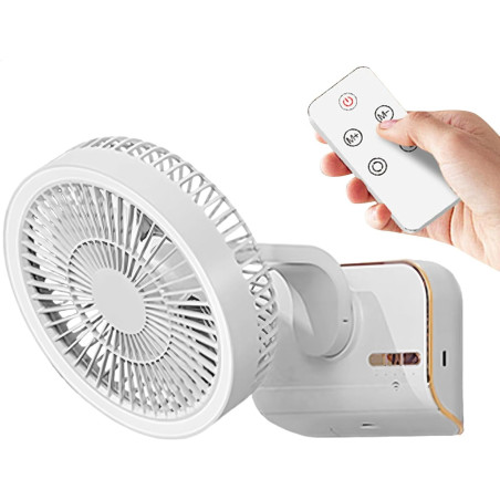 Ventilateur circulaire - Ventilateur mural à télécommande | oscille vers la gauche et la droite, 5 vitesses de vent, éclairage à
