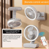 Ventilateur circulaire - Ventilateur mural à télécommande | oscille vers la gauche et la droite, 5 vitesses de vent, éclairage à