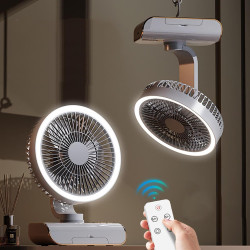 Ventilateur circulaire - Ventilateur mural à télécommande | oscille vers la gauche et la droite, 5 vitesses de vent, éclairage à