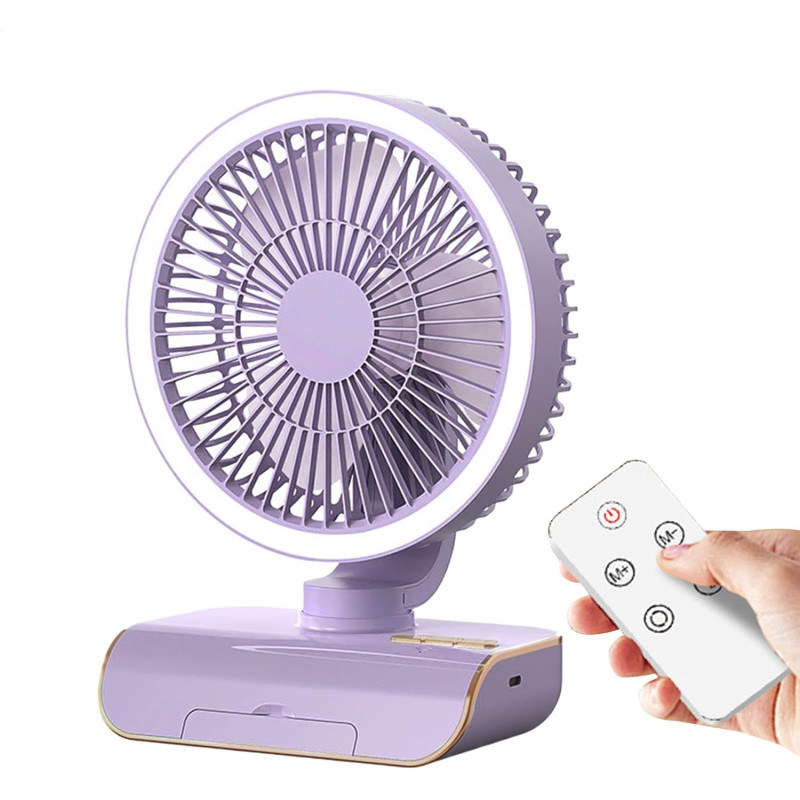 Ventilateur mural silencieux avec télécommande | Pivote à gauche et à droite, 5 vitesses de vent, éclairage à 2 vitesses pour ch