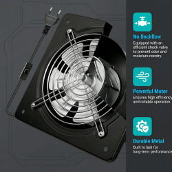 PORFOYO 150 Mm Extracteur D'air Chaud, Ventilateur Extracteur D'air, Ventilateur Mural, 600 M³/H, Valve Anti-Retour, Issant, Sil