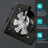 PORFOYO 150 Mm Extracteur D'air Chaud, Ventilateur Extracteur D'air, Ventilateur Mural, 600 M³/H, Valve Anti-Retour, Issant, Sil