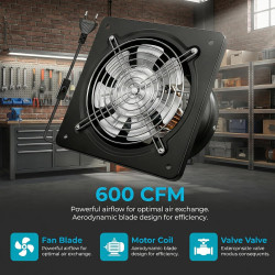 PORFOYO 150 Mm Extracteur D'air Chaud, Ventilateur Extracteur D'air, Ventilateur Mural, 600 M³/H, Valve Anti-Retour, Issant, Sil