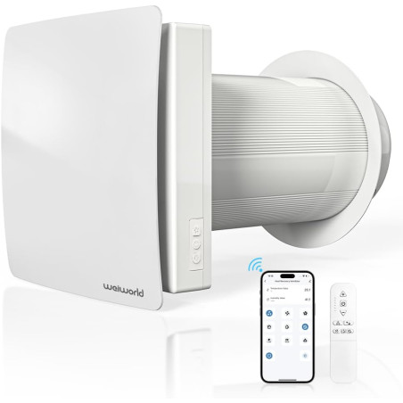 Ventilateur mural HEPA à travers le mur - Moteur EC ultra silencieux avec WiFi/télécommande, fournit une entrée d'air frais, un 