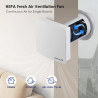 Ventilateur mural HEPA à travers le mur - Moteur EC ultra silencieux avec WiFi/télécommande, fournit une entrée d'air frais, un 