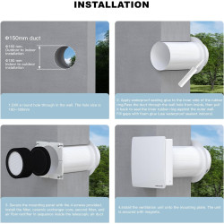 Ventilateur mural HEPA à travers le mur - Moteur EC ultra silencieux avec WiFi/télécommande, fournit une entrée d'air frais, un 