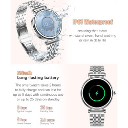Montre Intelligente pour Femme, écran Couleur de 3,2 cm, étanchéité IP67, traqueur d'activité Physique, Moniteur de fréquence Ca