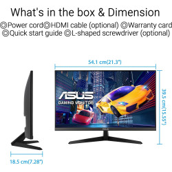 ASUS Moniteur de Jeu VY249HGR Eye Care – 23,8 Pouces FHD (1920 x 1080), IPS, 120 Hz (OC), SmoothMotion, 1 ms (MPRT), Adaptive Sy