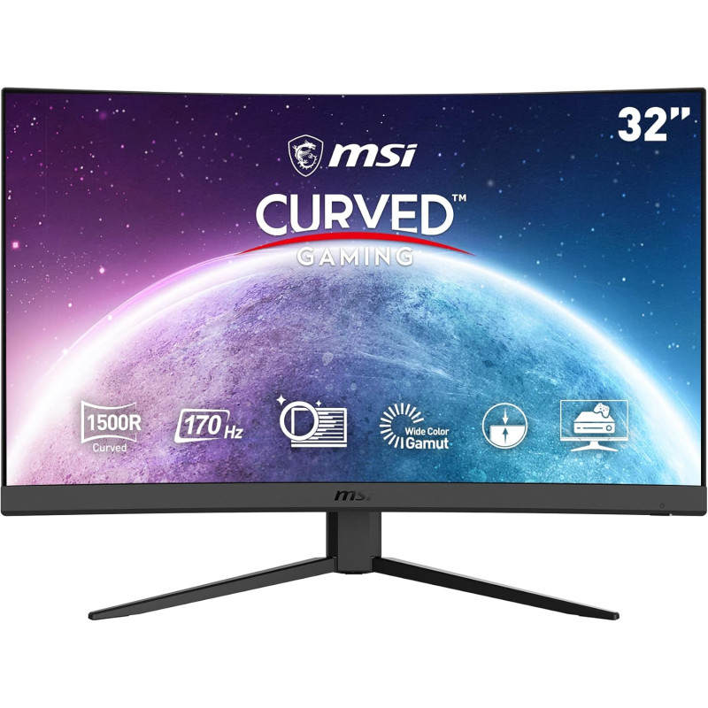 MSI G32CQ4 E2 Écran PC Gaming Incurvé 31,5" WQHD - Dalle VA 1500R, 2560x1440, 170Hz / 1ms, 16:9, FreeSync Premium - DisplayPort 