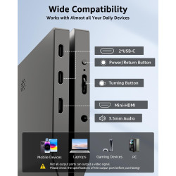 Yodoit Écran Portable 15,6", 1920 × 1080 FHD Moniteur IPS Display HDMI USB Type C avec Haut-parleurs Intégrés pour PC/MacBook/Or
