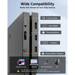 Yodoit Écran Portable 14", 1920x1200 FHD 100% sRGB IPS Ecran avec USB Type C HDMI Haut-Parleurs Intégrés Soin des Yeux pour PC, 