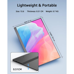 Yodoit Écran Tactile Portable 15,6", 1920 × 1080 FHD Moniteur IPS Display HDMI USB Type C avec Haut-parleurs Intégrés pour Lapto