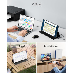 Yodoit Écran Tactile Portable 15,6", 1920 × 1080 FHD Moniteur IPS Display HDMI USB Type C avec Haut-parleurs Intégrés pour Lapto