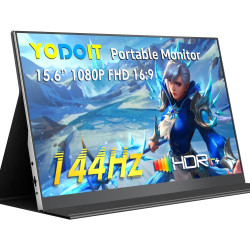 Yodoit Écran Portable 15,6" 144 Hz, 1920 × 1080 FHD Moniteur IPS 100% SRGB Display HDMI USB Type C avec Haut-parleurs Intégrés p