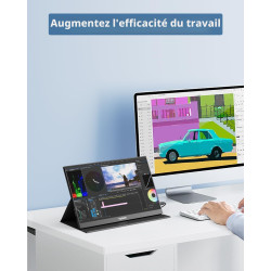 Yodoit Écran Portable 16", 1920 × 1200 FHD Moniteur Portable IPS 100% SRGB Display HDMI USB Type C Ecran avec Haut-parleurs Inté