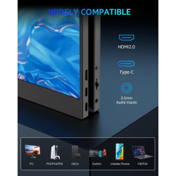 Yodoit Écran Portable 16,1" 144 Hz, 1920 × 1080 FHD Moniteur IPS 100% SRGB Display HDMI USB Type C avec Haut-parleurs Intégrés p