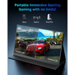 Yodoit Écran Portable 16,1" 144 Hz, 1920 × 1080 FHD Moniteur IPS 100% SRGB Display HDMI USB Type C avec Haut-parleurs Intégrés p