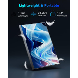 Yodoit Écran Portable 16,1" 144 Hz, 1920 × 1080 FHD Moniteur IPS 100% SRGB Display HDMI USB Type C avec Haut-parleurs Intégrés p